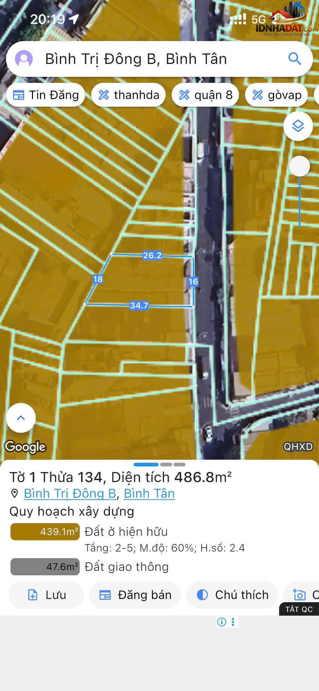 Bán đất đường Tên Lửa – Phường cũ Bình Trị Đông B Quận Bình Tân – Thành phố Hồ Chí Minh 421 m² – Thỏa thuận
