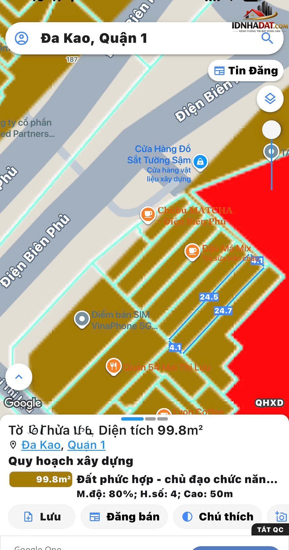 Hiếm – 4m 100m2 đẹp – bán nhà đất Đường Điện Biên Phủ – Phường cũ Đa Kao Quận 1 – Phường mới Sài Gòn – Thành phố Hồ Chí Minh 17.9 tỷ