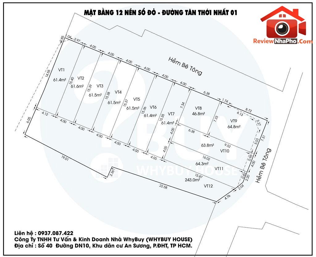 64 m² – 4.5 tỷ – Bán đất tại Tân Thới Nhất 1 – Quận 12 – Thành phố Hồ Chí Minh REVIEW NHÀ PHỐ