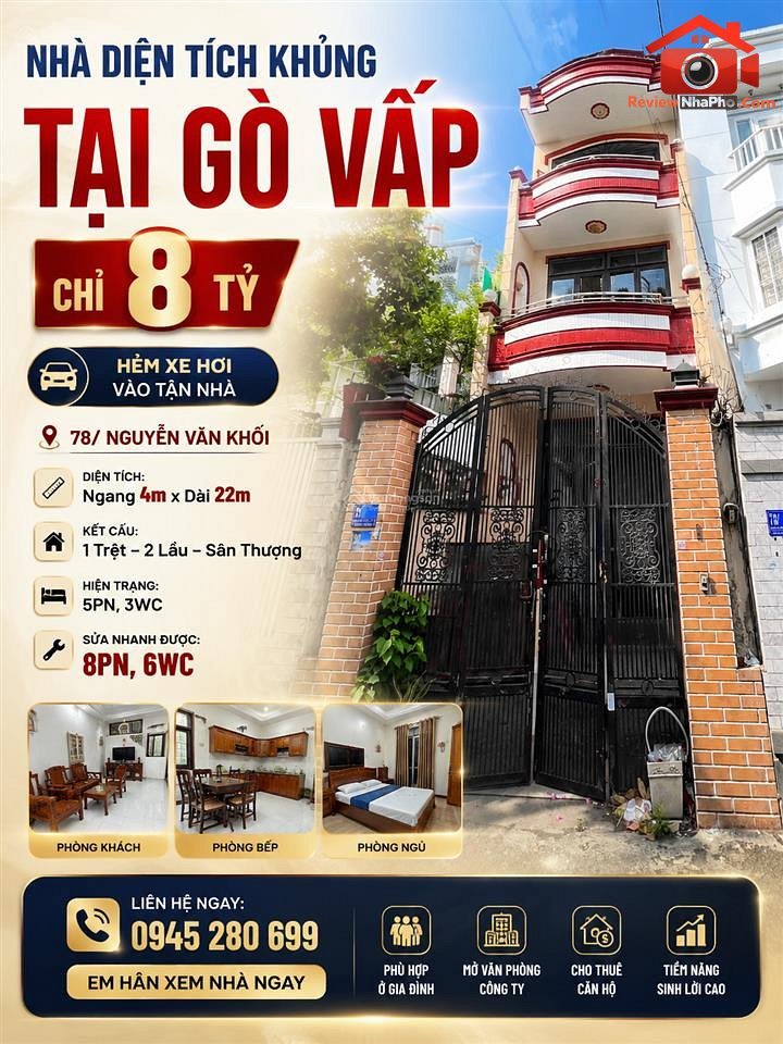 Nhà diện tích 78m2 giá 8 tỷ – Bán nhà đất Đường Nguyễn Văn Khối – Phường cũ 11 Quận Gò Vấp – Thành phố Hồ Chí Minh REVIEW NHÀ PHỐ