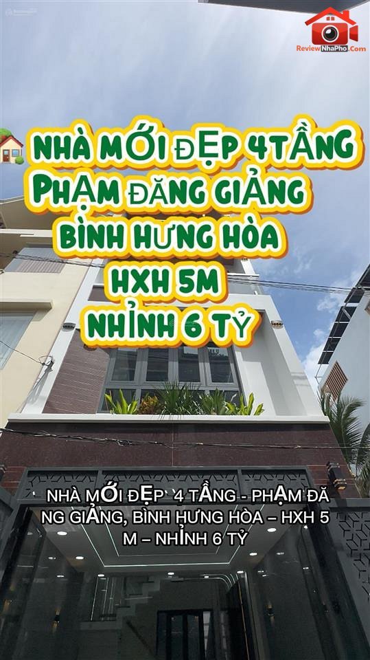 Nhà mới đẹp 4 tầng Đường Phạm Đăng Giảng – P… – Bán nhà trong ngõ, hẻm Quận Tân Phú – TP Hồ Chí Minh giá 5 – 7 tỷ