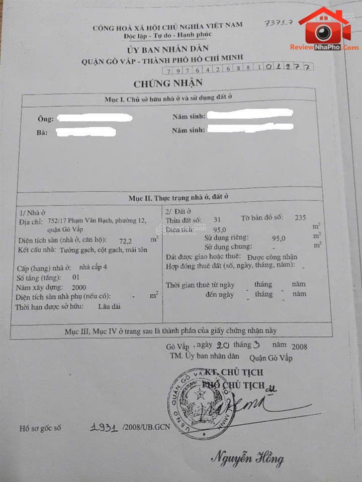 Bán nhà đất Đường Không xác định – Phường cũ 12 Quận Gò Vấp – Thành phố Hồ Chí Minh REVIEW NHÀ PHỐ 95m² – 11.5 tỷ