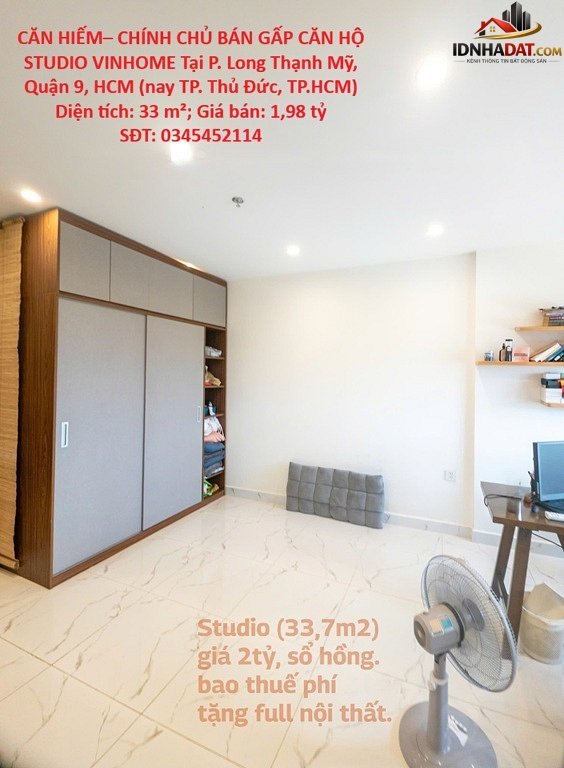 Căn hiếm chính chủ bán gấp căn hộ studio vinhome tại p. long thạnh mỹ, quận 9, hcm Bán nhà đất Đường 1 – Phường cũ Long Thạnh Mỹ Quận 9 – Phường mới Long Thạnh Mỹ – Thành phố Hồ Chí Minh 33m2 1980000000