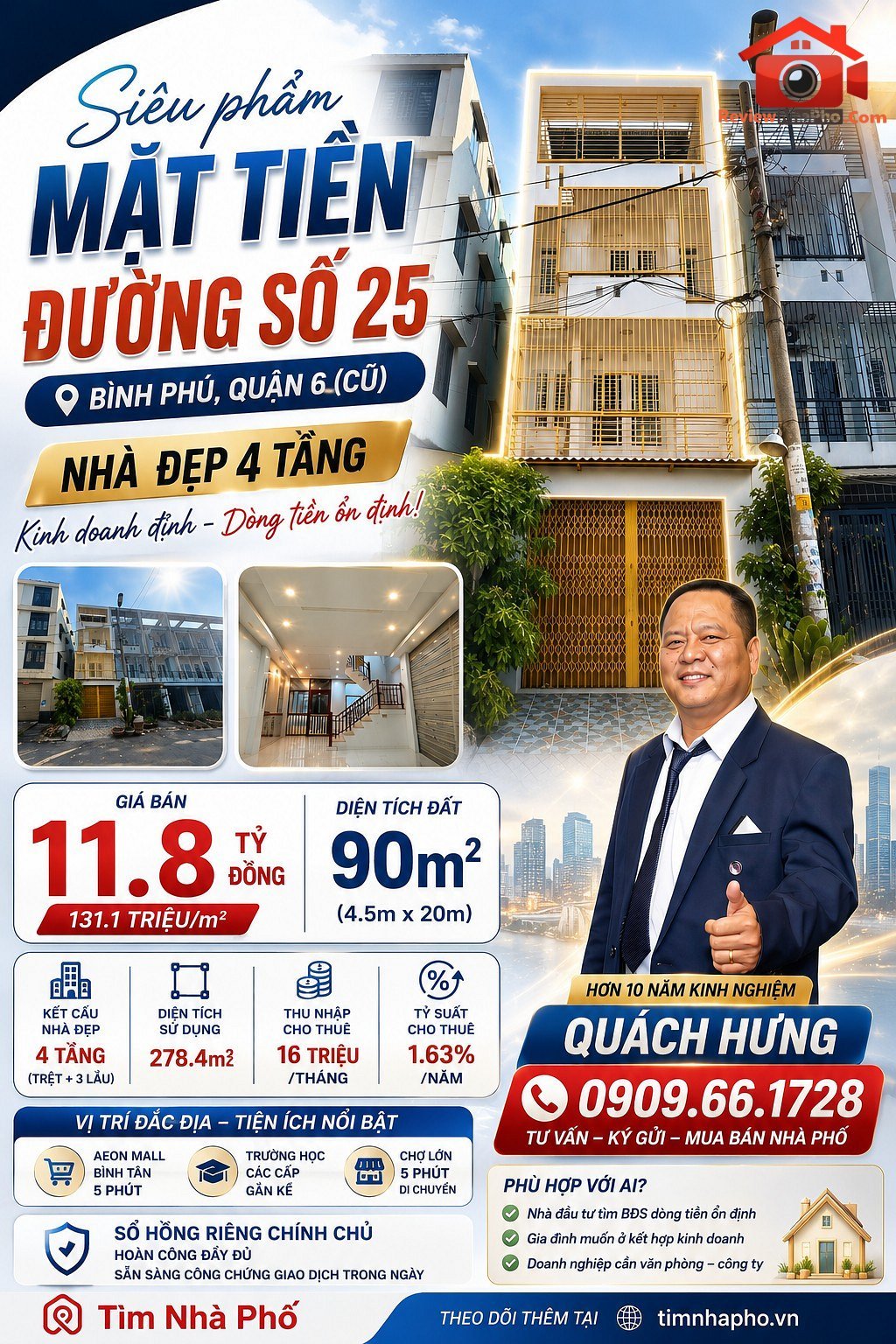 bán nhà mt đường số 25 bình phú quận 6 – 4 tầng – hđt cao – chỉ 11.8 tỷ – bán nhà đất đường bình phú – phường cũ 10 quận 6 – phường mới bình phú – thành phố hồ chí minh 90m2