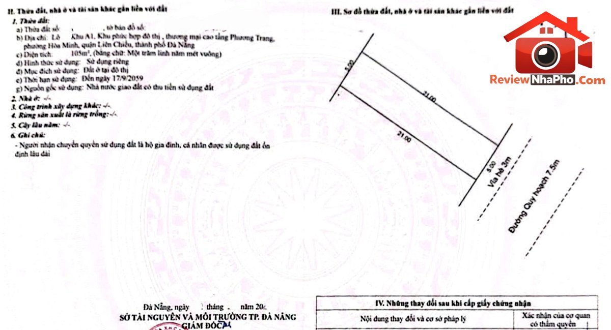 Bán đất đường trần đăng – Phường cũ Hòa Minh Quận Liên Chiểu – Phường mới Hòa Khánh – Thành phố Đà Nẵng – diện tích 105m2 – giá 8 tỷ