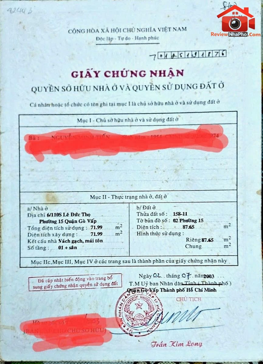 Cần bán nhà cấp 4 tại 736/137/22 lê đức thọ – phường 15 – quận gò vấp – tphcm Bán nhà đất Đường Lê Đức Thọ – Phường cũ 15 Quận Gò Vấp – Phường mới 15 – Thành phố Hồ Chí Minh 87m2 8.8 tỷ