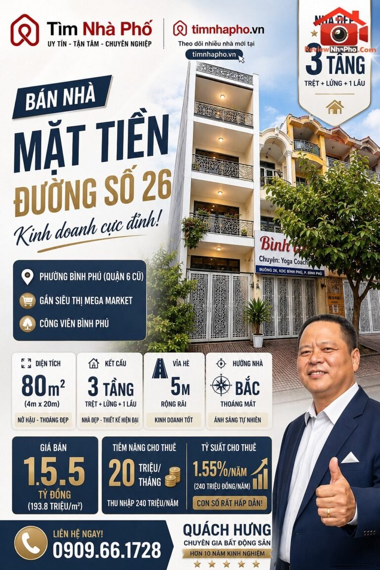 Bán nhà đất Đường Bình Phú – Phường cũ Bình Phú Quận 6 – Phường mới Bình Phú – Thành phố Hồ Chí Minh 80m2 – 15.5 tỷ