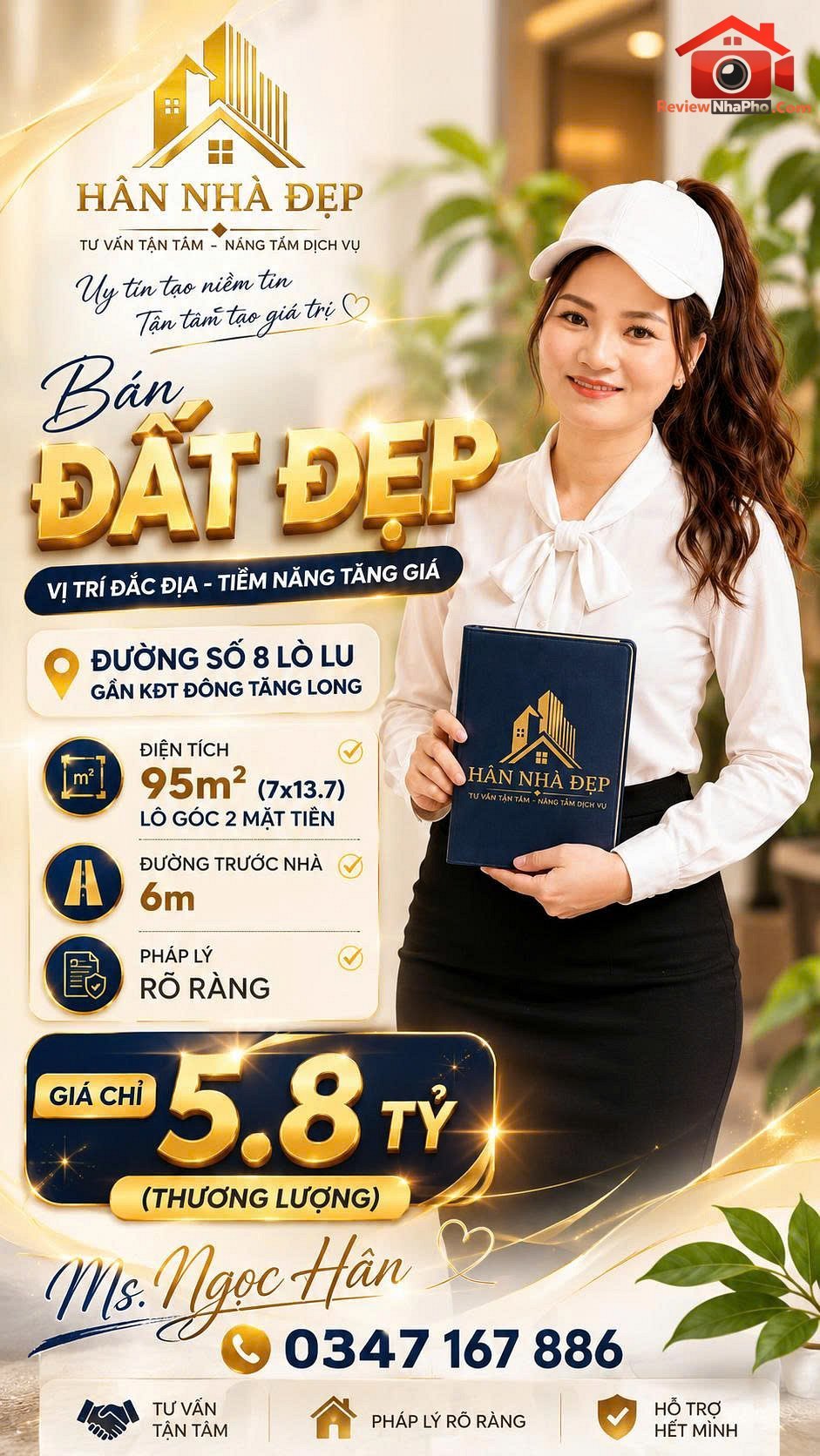 Đất đẹp góc 2 mặt tiền đường 8 – Phường Trường Thạnh – Thành phố Hồ Chí Minh – Diện tích 95m2 – Giá 5.8 tỷ