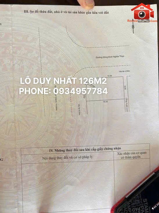 Lô góc duy nhất Sơn Trà – đường 10,5m Chính Hữu và Đông Kinh Nghĩa Thục – 126m2 – 26 tỷ