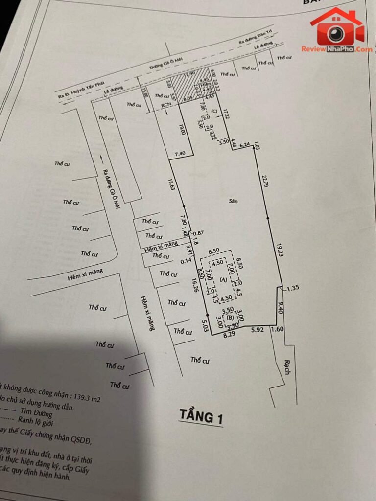 DT 13x70m NH Mặt Tiền chính Gò Ô Môi Phường Phú Thuận Quận 7 – 1500m2 – 139 tỷ