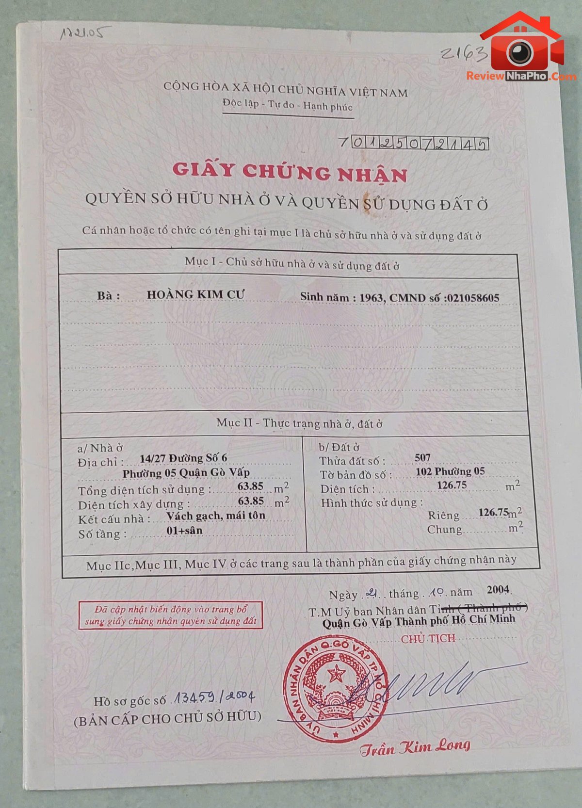 Cần bán nhà chính chủ đường dương quảng hàm – phường 5 – quận gò vấp Bán nhà đất Đường Dương Quảng Hàm – Phường cũ 5 Quận Gò Vấp – Phường mới 5 – Thành phố Hồ Chí Minh 127m2 15.7 tỷ