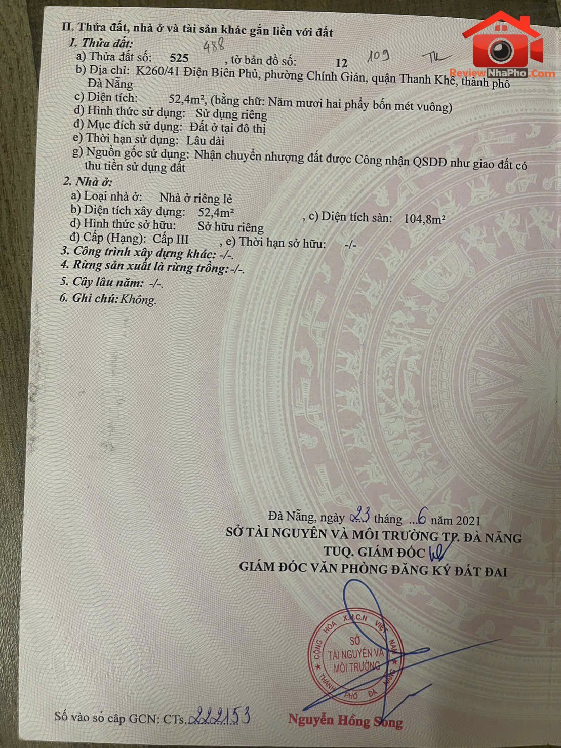 Bán nhà đất Đường Điện Biên Phủ – Phường cũ Không xác định Quận Thanh Khê – Phường mới Không xác định – Thành phố Đà Nẵng 53m2 4250000000