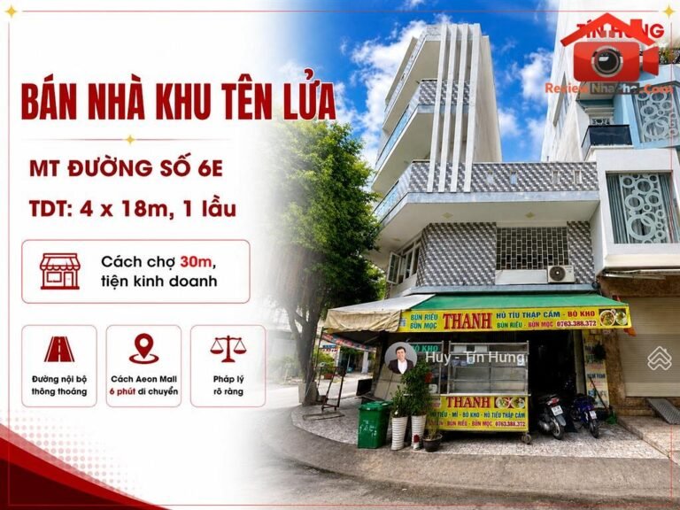 Bán nhà đất Đường Số 6E – Phường cũ Bình Trị Đông B Quận Bình Tân – Thành phố Hồ Chí Minh 72 m2 – 8.4 tỷ