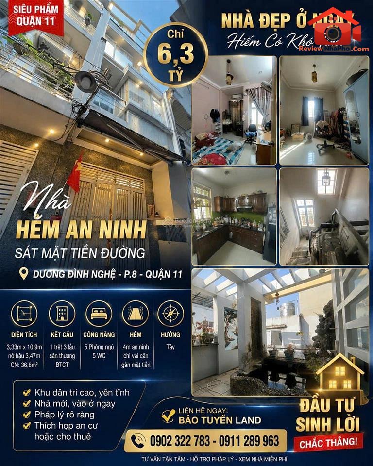 Bán nhà đất Đường Dương Đình Nghệ – Phường cũ 8 Quận 11 – Thành phố Hồ Chí Minh 37m2 – 6.3 tỷ