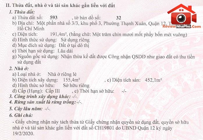 Bán nhà đất Đường 3 – Phường cũ Thạnh Xuân Quận 12 – Thành phố Hồ Chí Minh REVIEW NHÀ PHỐ 191 m2 – Thỏa thuận