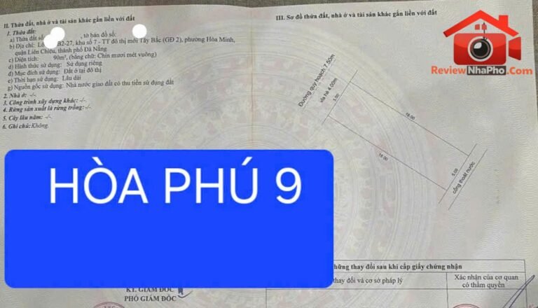 Bán đất mặt tiền đường hòa phú 9 – Phường cũ Hòa Minh Quận Liên Chiểu – Phường mới Hòa Khánh – Thành phố Đà Nẵng 90m2 6 tỷ