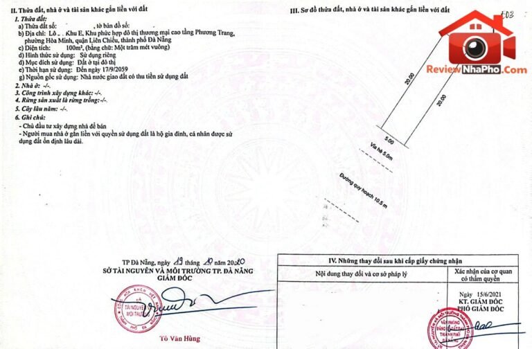 Bán đất đường Trần Triệu Luật – Phường cũ Hòa Minh Quận Liên Chiểu – Phường mới Hòa Khánh – Thành phố Đà Nẵng 100m2 7.79 tỷ