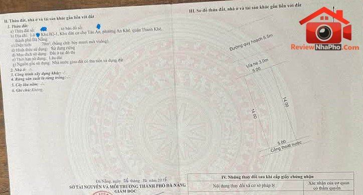 Bán đất trung tâm thanh khê Đường Tân Hòa 7 – Phường cũ An Khê Quận Thanh Khê – Phường mới An Khê – Thành phố Đà Nẵng 70m2 4480000000