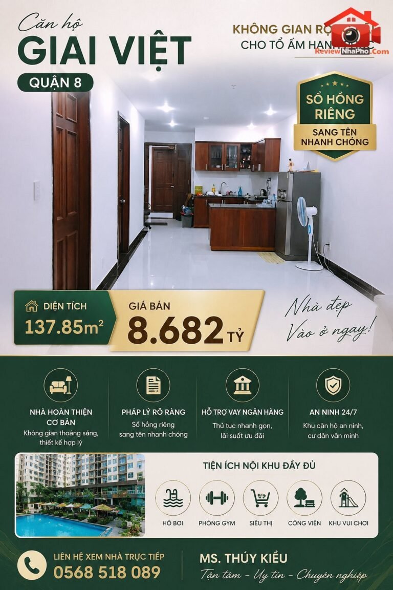 Giai Việt Quận 8 – Bán nhà đất Đường Giai Việt – Phường cũ Không xác định Quận 8 – Phường mới Không xác định – Thành phố Hồ Chí Minh 137m2 8.682 tỷ