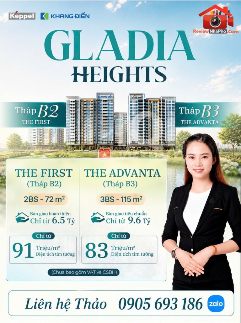 Chỉ từ 83 triệu/m² sở hữu căn hộ cao cấp gladia heights Đường Võ Chí Công – Phường cũ Bình Trưng Đông Quận 2 – Phường mới Bình Trưng Đông – Thành phố Hồ Chí Minh