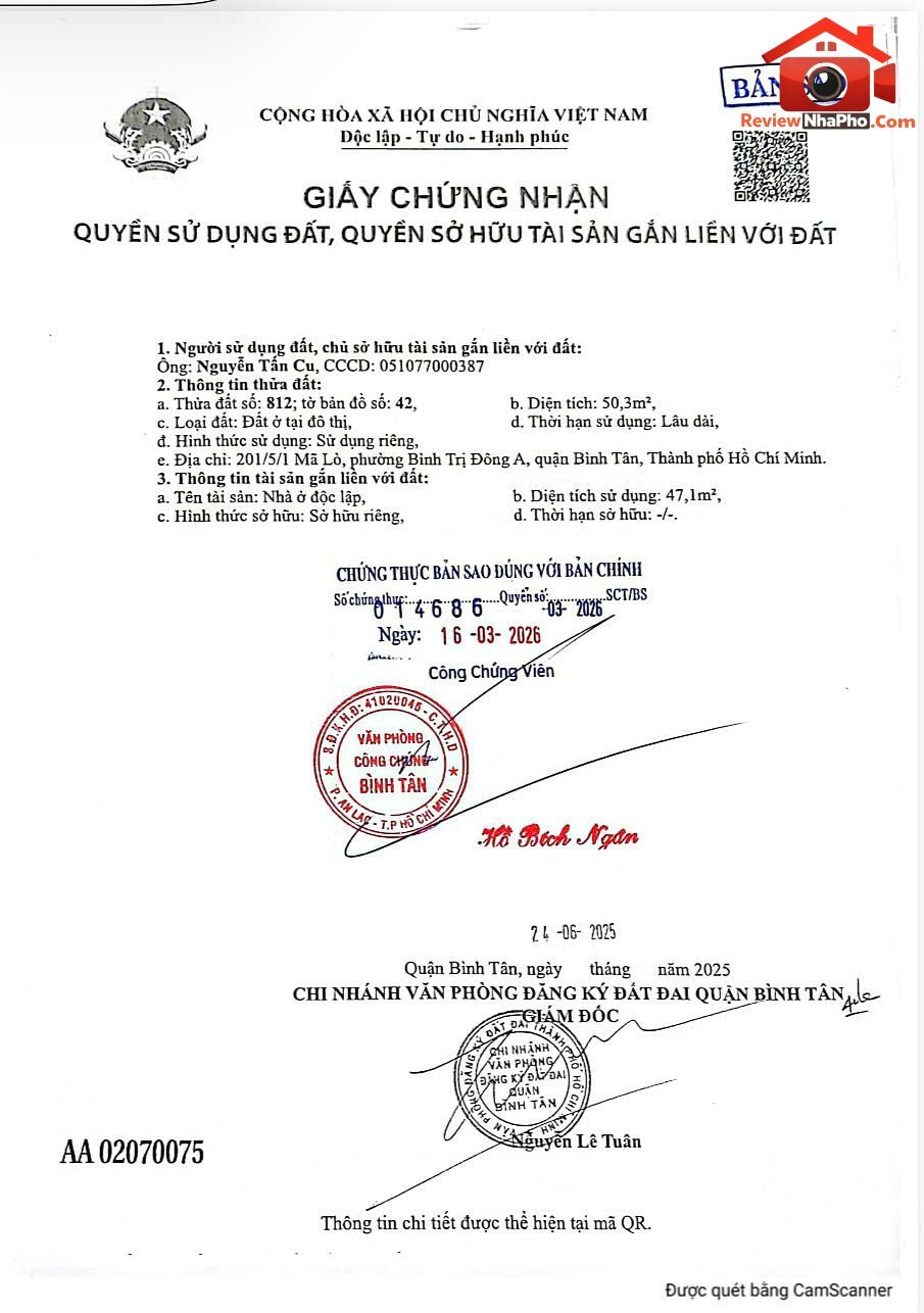 Chính chủ bán nhà 1 trệt 3 lầu Đường Mã Lò – Phường cũ Bình Trị Đông A Quận Bình Tân – Thành phố Hồ Chí Minh diện tích 50m2 giá 6.8 tỷ