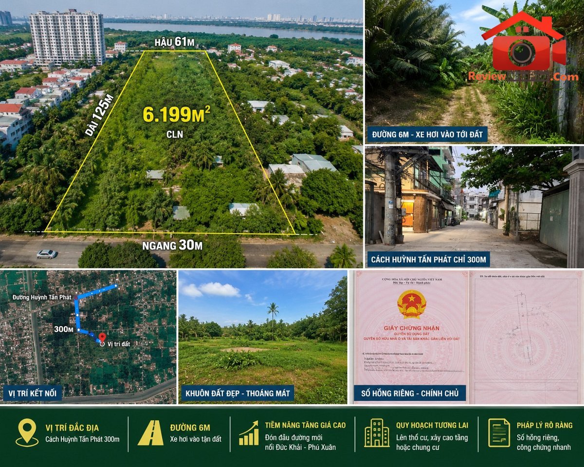 Đất 6.199m nhà bè, tương lai mặt tiền đường mới, giá 60 tỷ – Bán nhà đất Đường Huỳnh Tấn Phát – Phường cũ Phú Xuân Quận Nhà Bè – Phường mới Phú Xuân – Thành phố Hồ Chí Minh