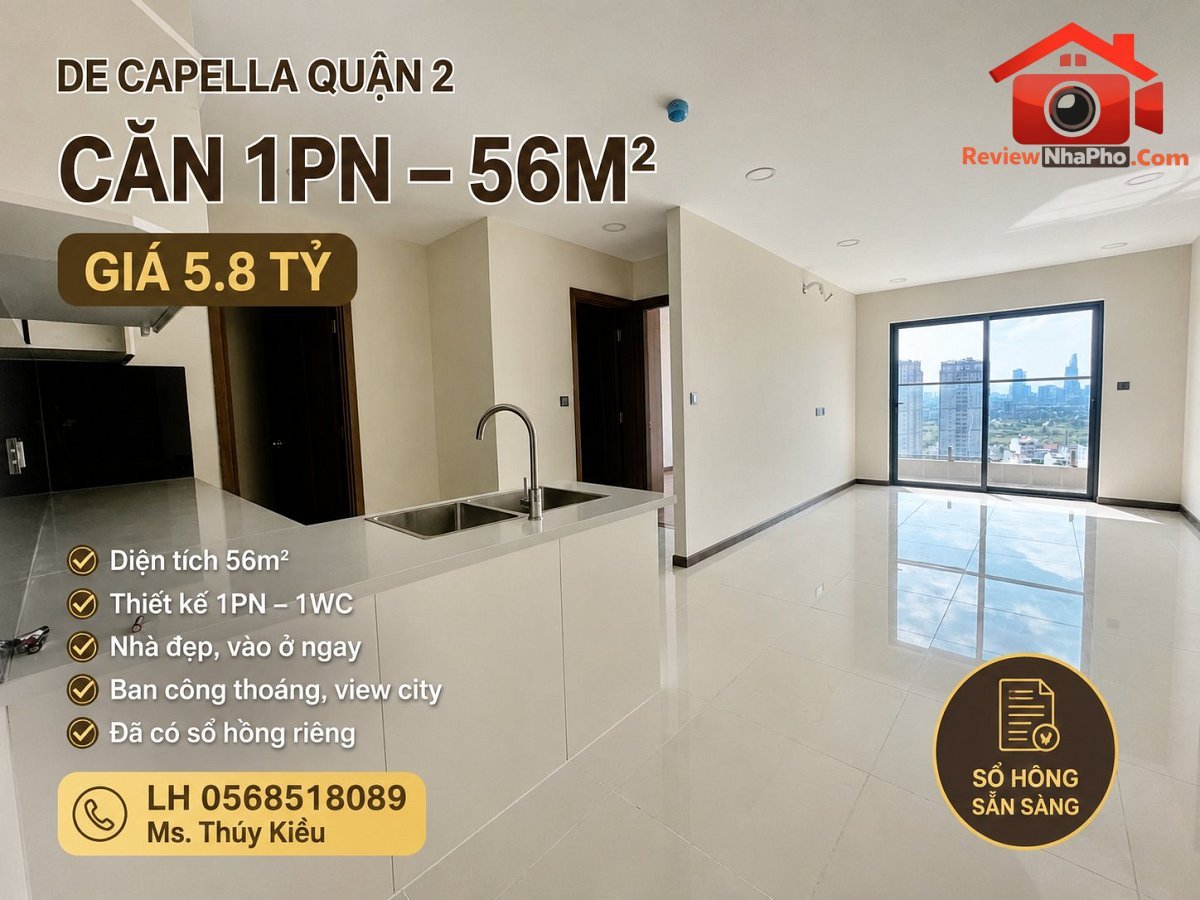 Căn hộ 1Pn tại De Capella Quận 2 diện tích 56m2 nhà HTCB chủ đầu tư giá chỉ 5.8 tỷ – Bán nhà đất Đường Lương Định Của – Phường cũ An Khánh Quận 2 – Phường mới An Khánh – Thành phố Hồ Chí Minh