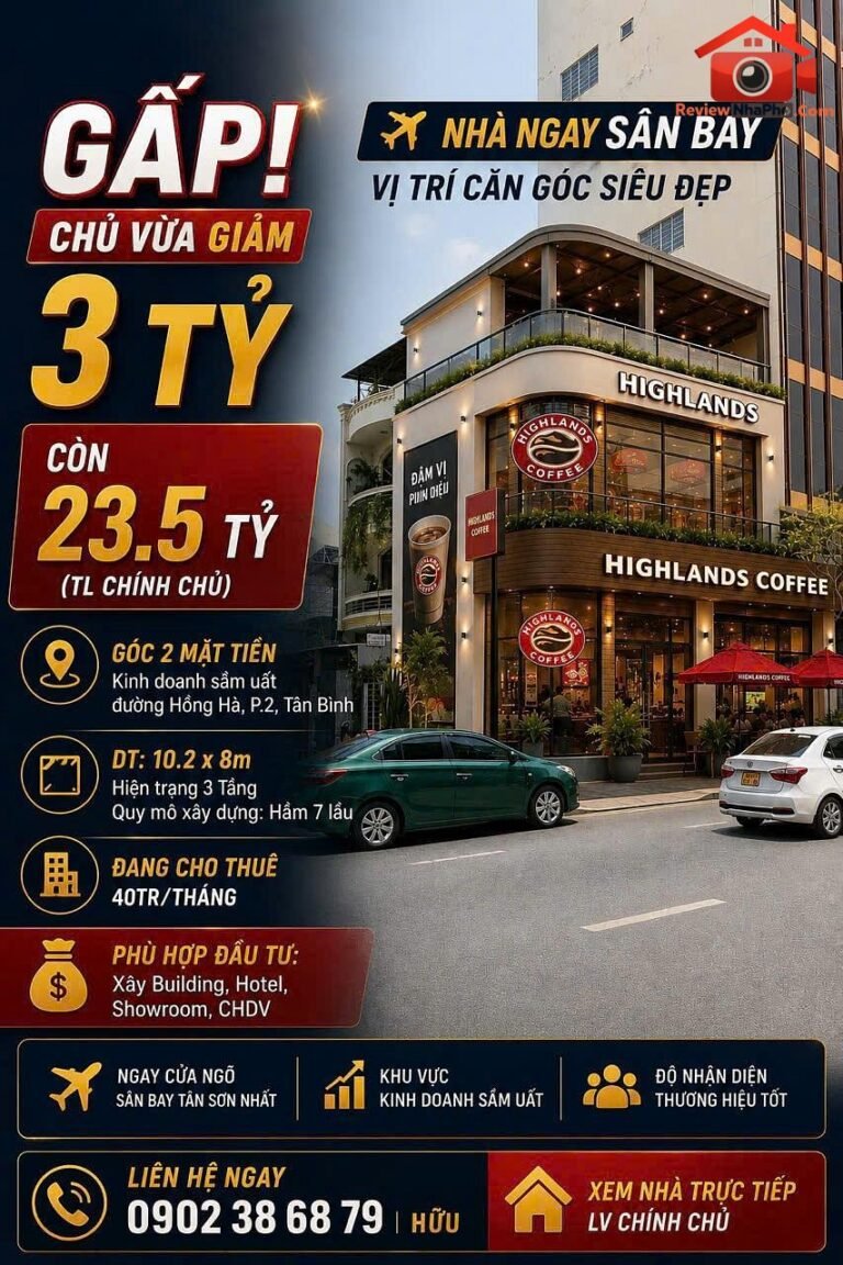 Bán nhà mặt tiền Đường Hồng Hà – Phường cũ 2 Quận Tân Bình – Phường mới Tân Sơn Hòa – Thành phố Hồ Chí Minh 80m2 23 tỷ