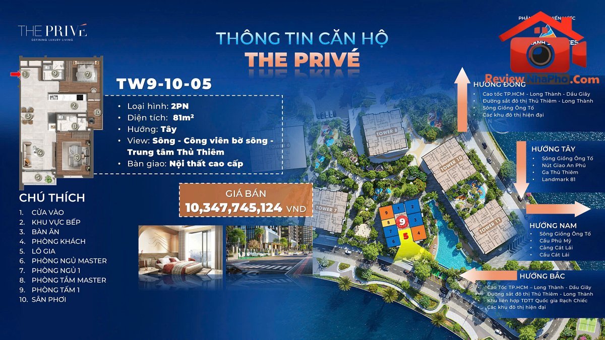 Bán căn hộ 2 pn dự án the prive trung tâm quận 2 view ba mặt giáp sông – Đường Song Hành – Phường cũ Bình Trưng Đông – Phường mới Bình Trưng Đông – Thành phố Hồ Chí Minh – Diện tích 81m2 – Giá 10 tỷ