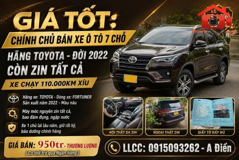 Giá tốt chính chủ bán xe ô tô 7 chỗ hãng toyota đời 2022 còn zin tất cả – Đường Tân Sơn – Phường cũ 2 Quận 1 – Thành phố Hồ Chí Minh – 1m2 – 950 triệu