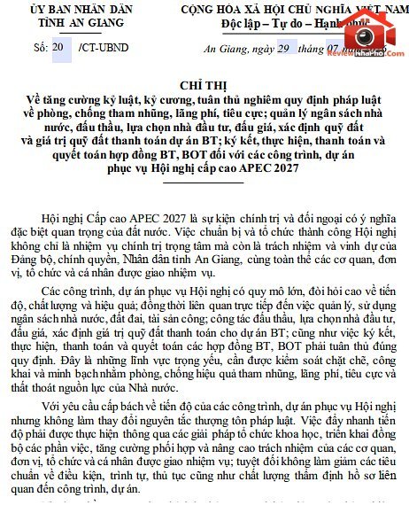 Những chỉ đạo mới từ Chủ tịch tỉnh An Giang về đấu thầu và định giá đất 2026