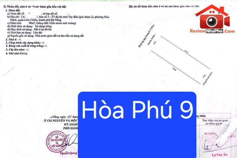 Bán đất đường Hòa Phú 9 – Phường cũ Hòa Minh Quận Liên Chiểu – Phường mới Hòa Khánh – Thành phố Đà Nẵng diện tích 90m2 giá 5550000000