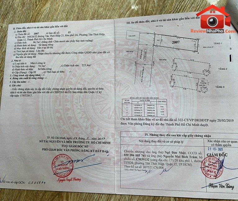 Hot hot chính chủ cần bán nhà phố tại đường Tân Thới Hiệp – Phường cũ Tân Thới Hiệp Quận 12 – Phường mới Tân Thới Hiệp – Thành phố Hồ Chí Minh 100m2 7.39 tỷ