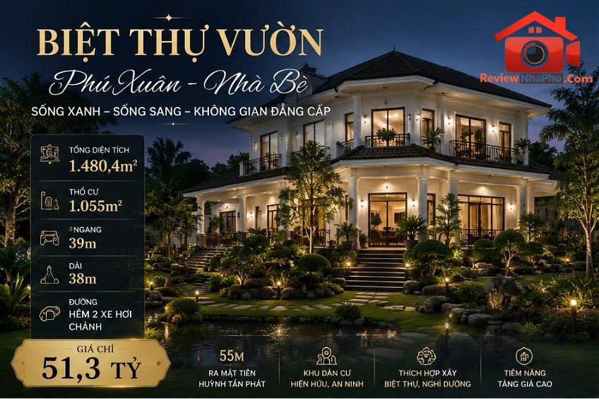 Biệt thự vườn 1.500m Đường Huỳnh Tấn Phát – … – Bán biệt thự Huyện Nhà Bè – TP Hồ Chí Minh giá 40 – 80 tỷ