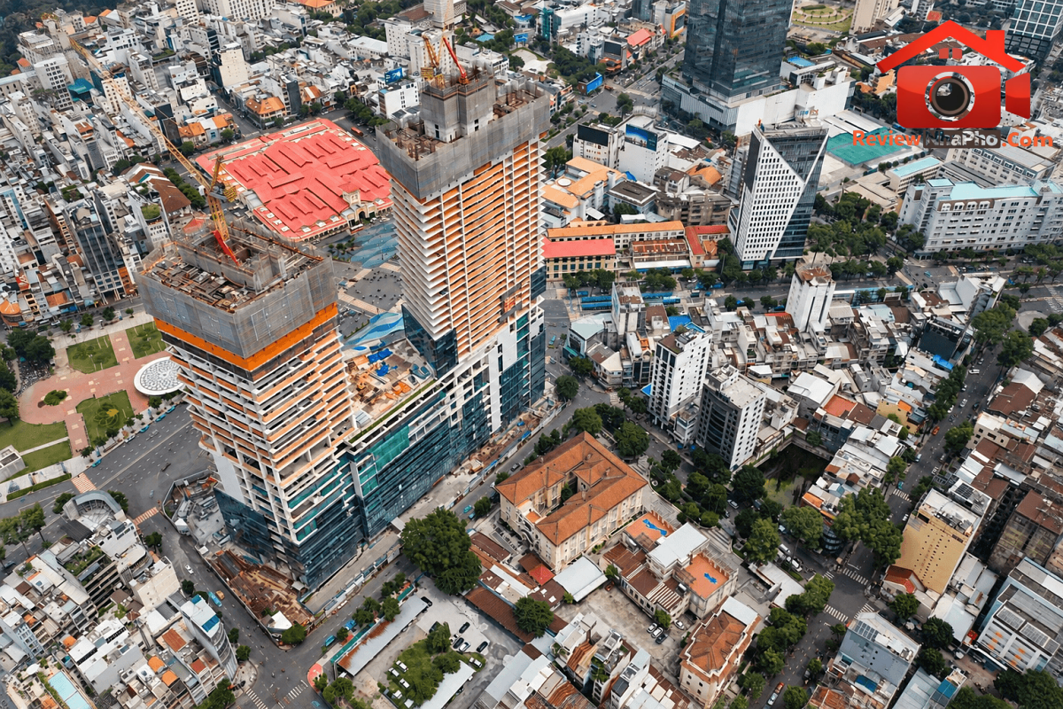 Tòa tháp đôi chọc trời 235m cao nhất thành phố giàu có của Việt Nam: Hình hài dần rõ nét, 2 năm nữa hoàn thiện - Ảnh 2.