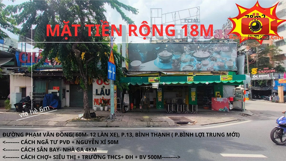 Chính chủ bán nhà góc 2 mặt tiền Đường Phạm Văn Đồng – Phường cũ 13 Quận Bình Thạnh – Phường mới 13 – Thành phố Hồ Chí Minh diện tích 78m2 giá 12.5 tỷ