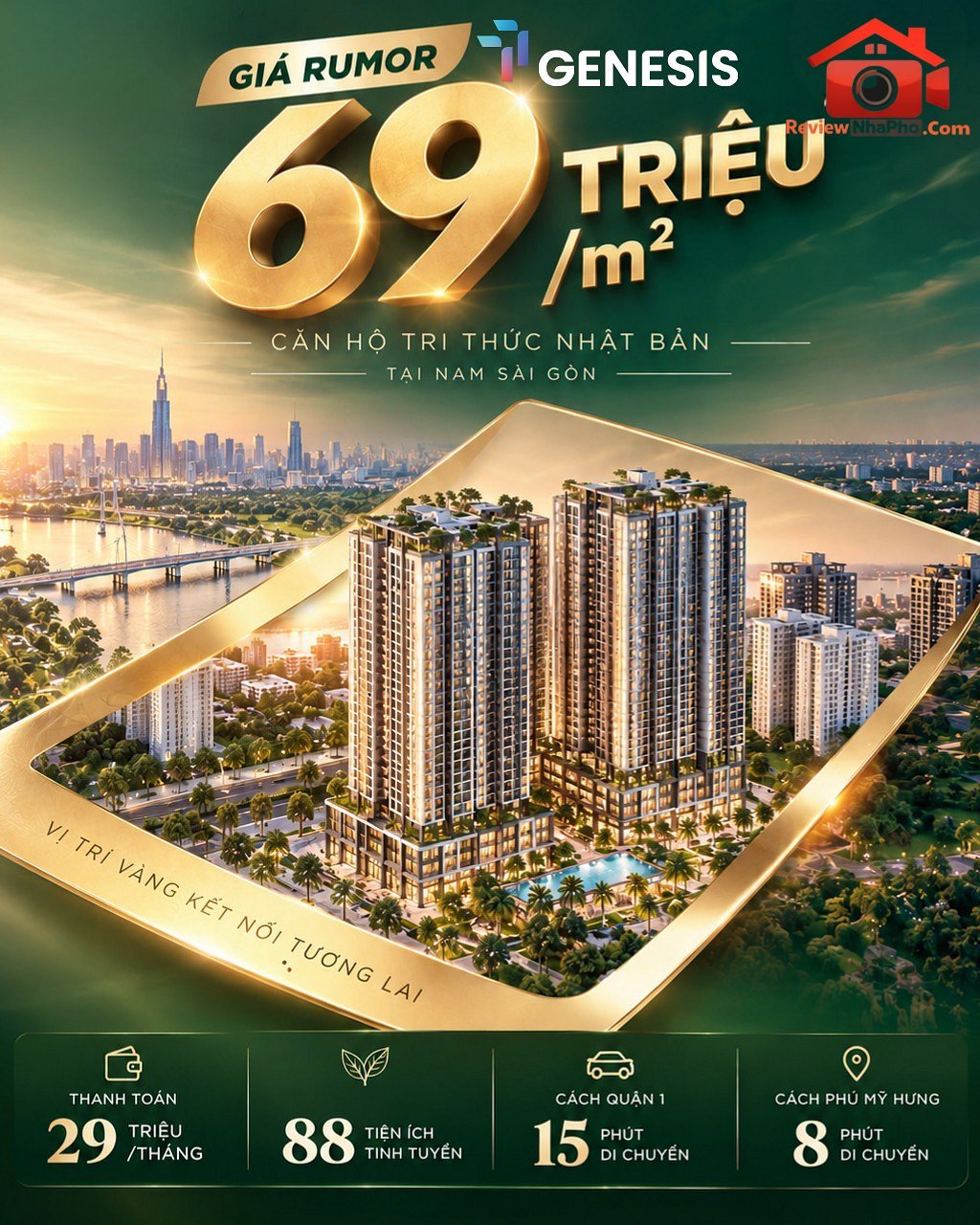 Căn hộ Tri Thức tại Nam Sài Gòn giá 2,43 tỷ gần Phú Mỹ Hưng nhà đẹp