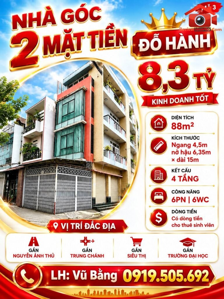 Giảm Tiếp 200TR Gía Mới 8,3 TỶ Nhà Góc 2 Mặt Tiền Bán nhà đất Đường Đỗ Hành – Phường cũ Không xác định Quận 12 – Phường mới Không xác định – Thành phố Hồ Chí Minh 88m2