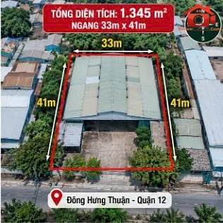 Xưởng 1.345m2 Tân Thới Nhất, Q12 – Đường 10m, Giá 114 tỷ – Nhà đất bất động sản sổ đỏ