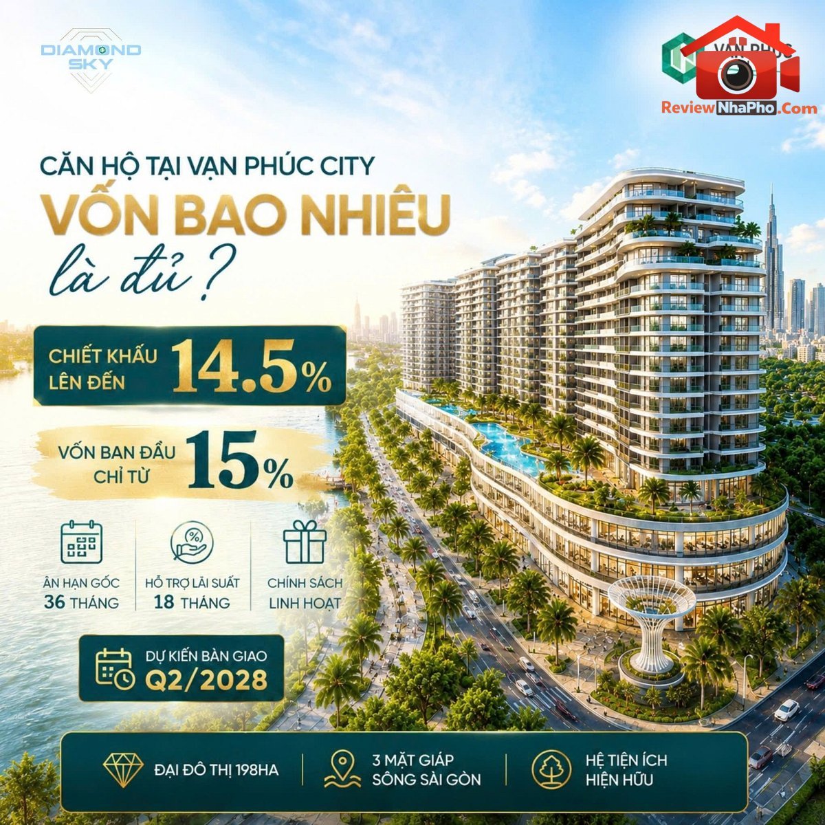 Căn hộ Diamond Sky Vạn Phúc City View đẹp, giá tốt, thanh toán nhẹ chiết khấu lên đến 9,5 – Bán nhà đất Đường Diamond sky – Phường cũ Vạn Phúc Quận Thủ Đức – Phường mới Vạn Phúc – Thành phố Hồ Chí Minh 70m2 8.2 tỷ