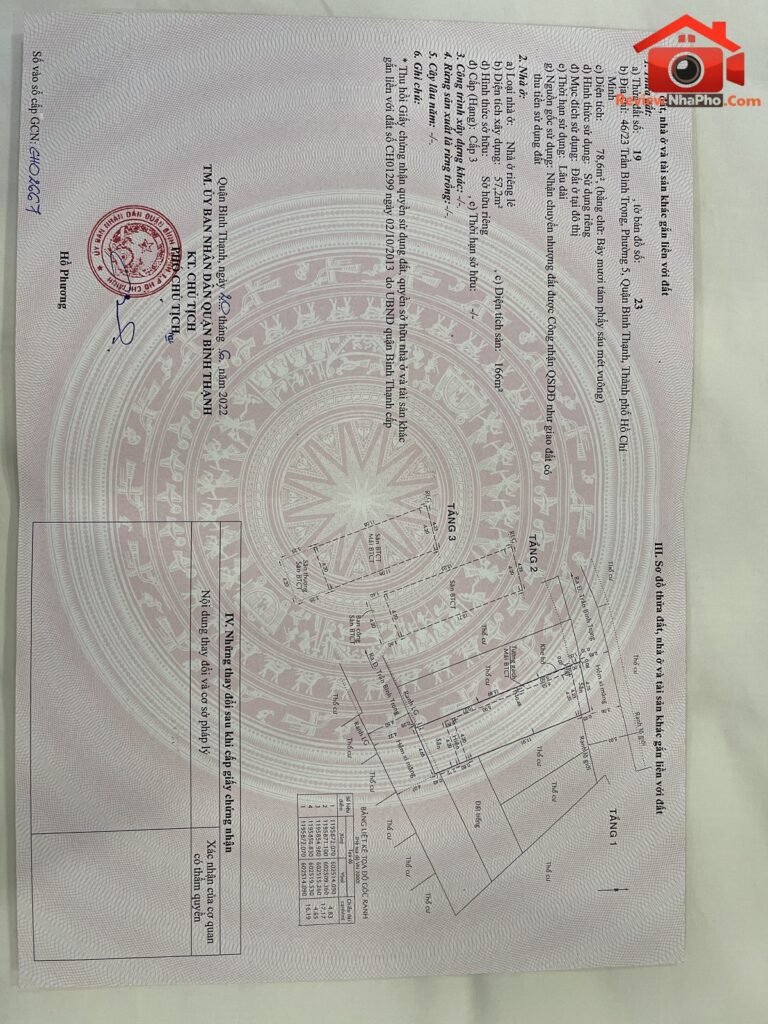 Bán căn nhà hẻm xe hơi tại 46/23 trần bình trọng – Phường cũ 5 Quận Bình Thạnh – Phường mới Bình Lợi Trung – Thành phố Hồ Chí Minh 79m2 13.5 tỷ