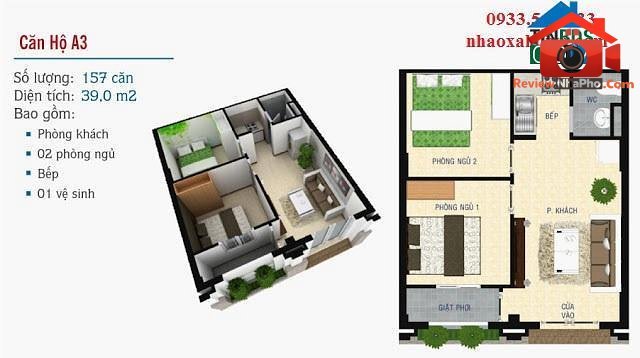 Review nhà phố quận Bình Tân, TP.HCM: Căn hộ 57m² giá 1.55 tỷ