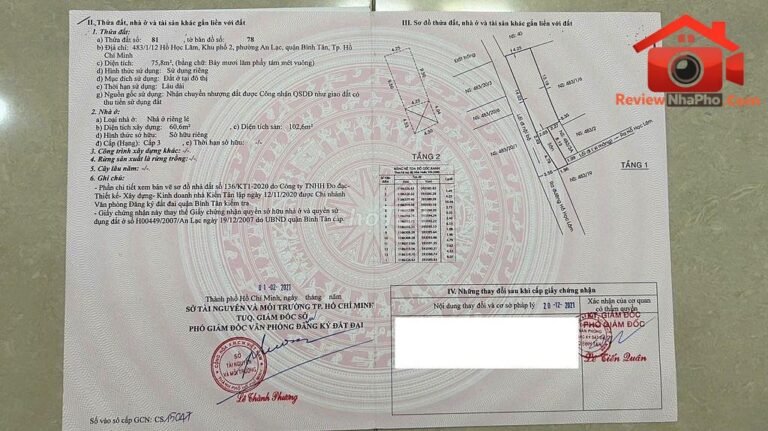 Review nhà phố Quận Bình Tân TP.HCM giá 3.25 tỷ diện tích 75m2