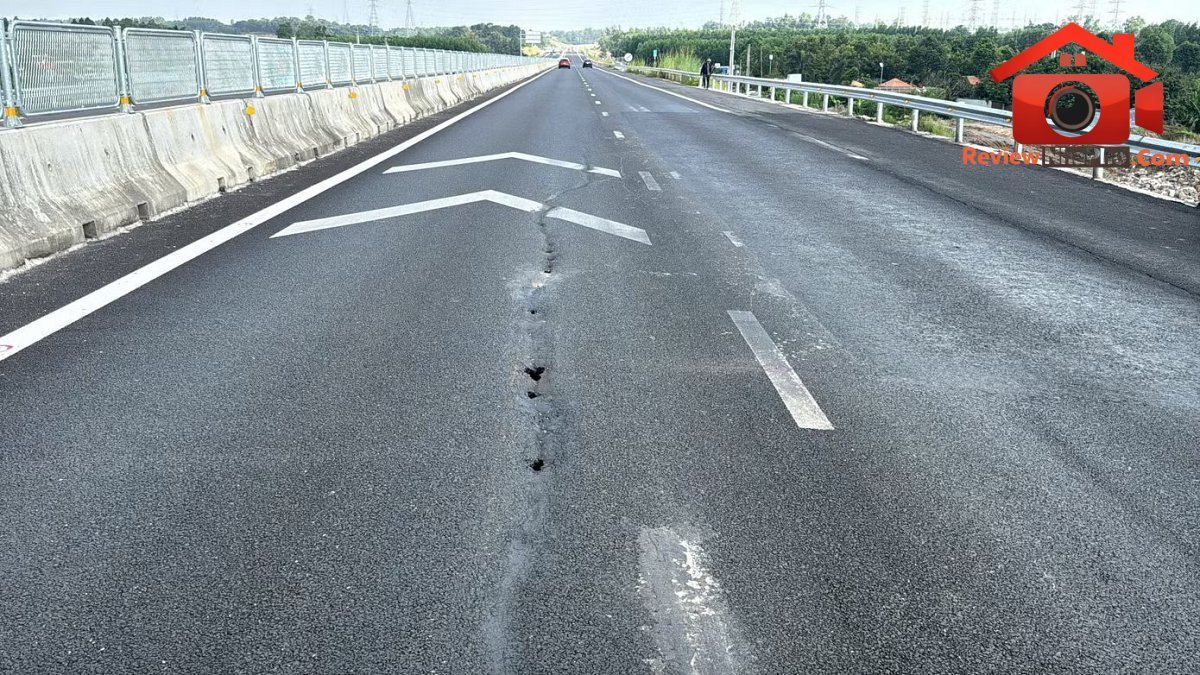 Vết nứt trên tuyến cao tốc Biên Hòa - Vũng Tàu. Nguồn ảnh: Báo Tiền Phong