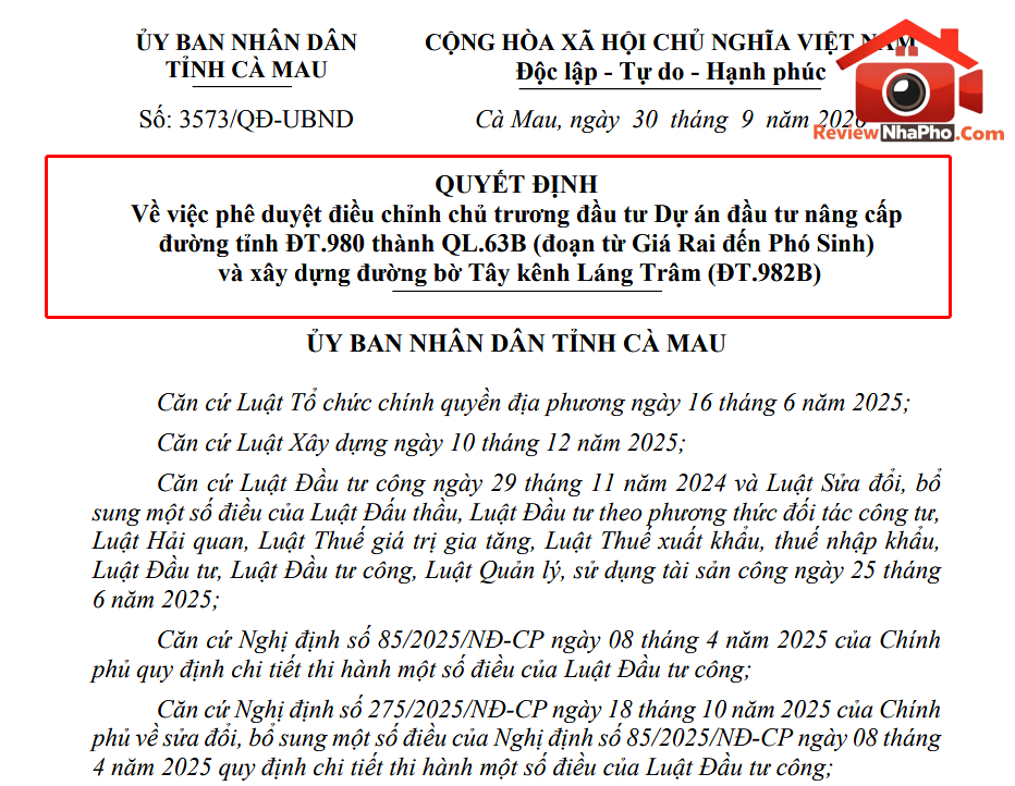 ĐT.980 sắp nâng cấp thành Quốc lộ 63B, khu vực nào ở Cà Mau hưởng lợi?- Ảnh 1. ĐT.980 sắp nâng cấp thành Quốc lộ 63B, khu vực nào ở Cà Mau hưởng lợi?- Ảnh 1.