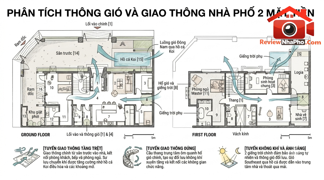 Nhà 2 tầng gộp từ 3 lô đất Lạng Sơn: Cấu trúc hai giếng trời đón gió và hồ koi đệm nhiệt- Ảnh 3. Nhà 2 tầng gộp từ 3 lô đất Lạng Sơn: Cấu trúc hai giếng trời đón gió và hồ koi đệm nhiệt- Ảnh 3.